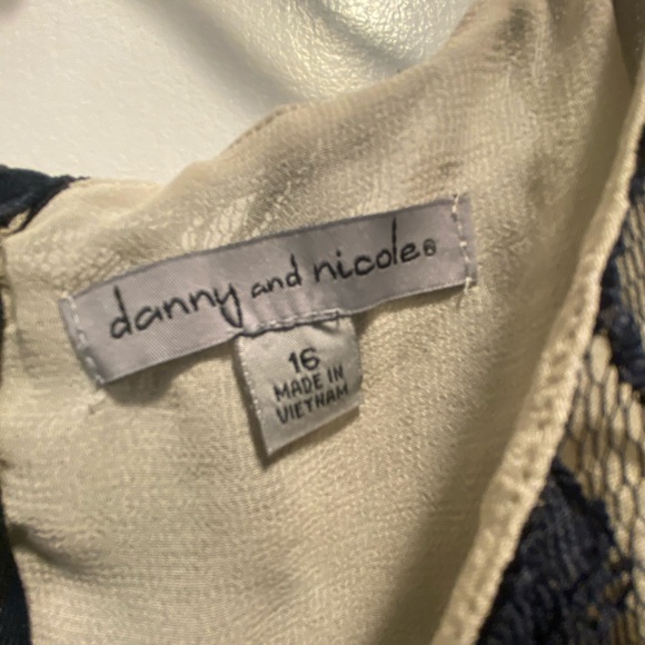 Navy Blue & Cream Lace Dress with Side Tie - Picture 6 of 7